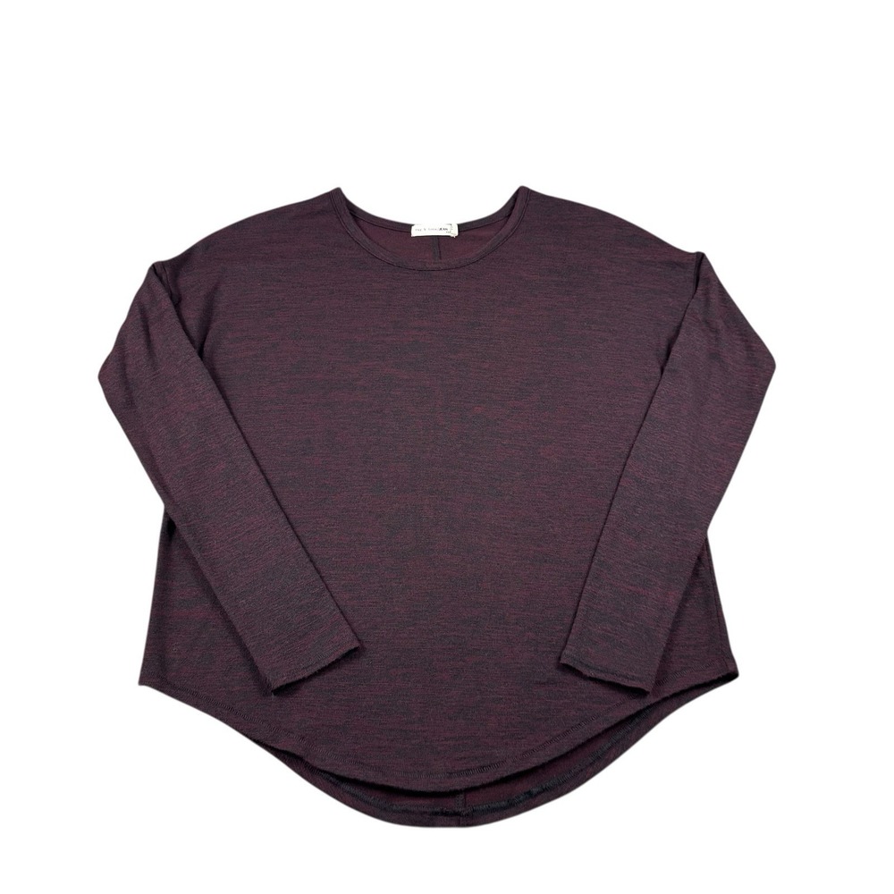 Rag & Bone Dark Maroon Long Sleeve Knit Shirt Women XS Relaxed Fit Heathered